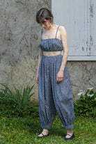 Soleil spotted bralette, navy floral print bandeau top with thin straps